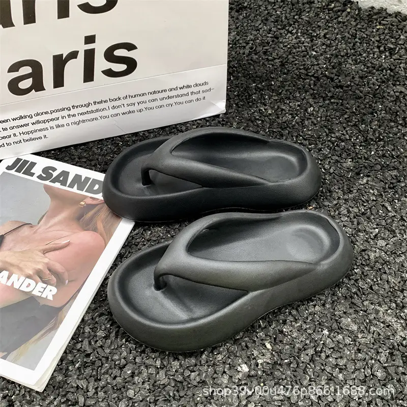 Black EVA Flip Flops Women Summer Home Outdoor Wear
