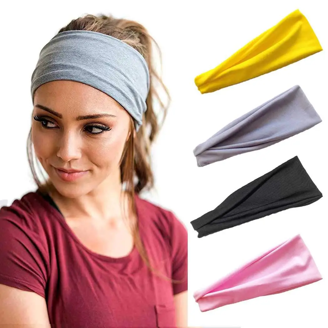 Solid Color Geometric Sports Headband Yoga Sweat Absorbent Running Fitness Elastic Fabric Headscarf - Image 6