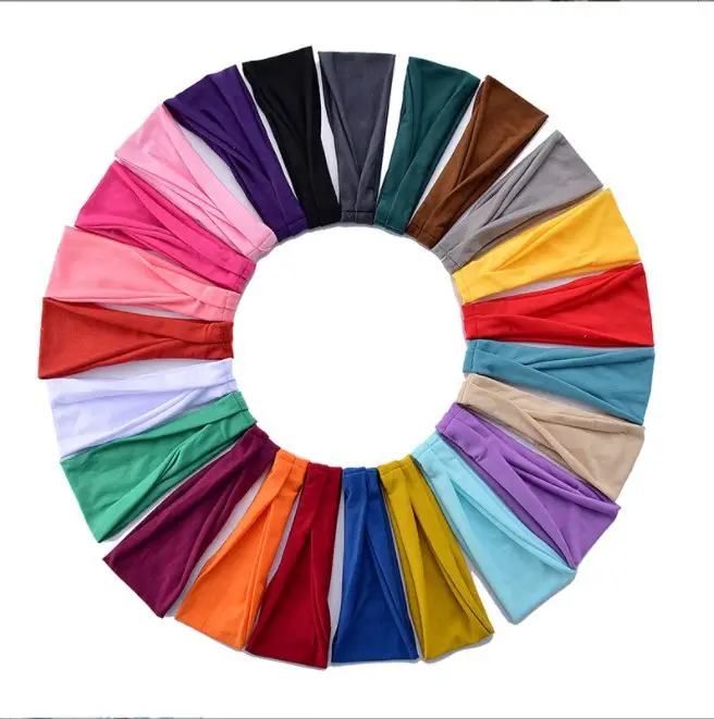Solid Color Geometric Sports Headband Yoga Sweat Absorbent Running Fitness Elastic Fabric Headscarf — feature 10