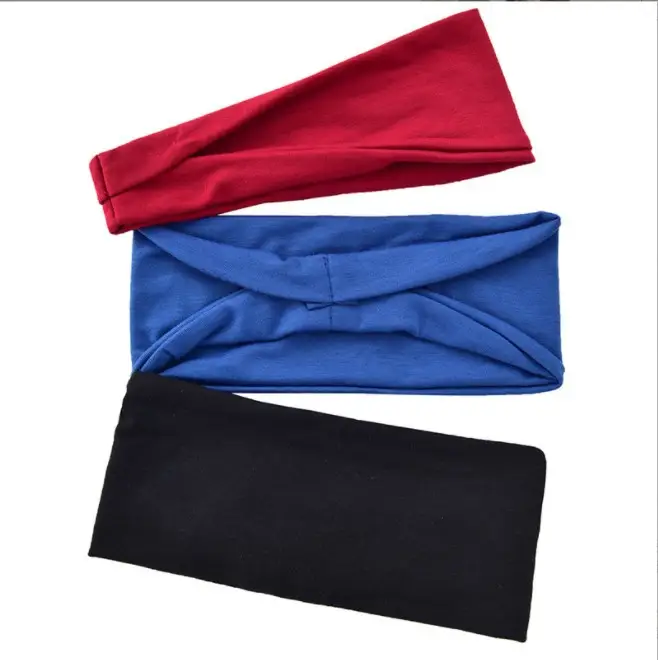 Solid Color Geometric Sports Headband Yoga Sweat Absorbent Running Fitness Elastic Fabric Headscarf — feature 11