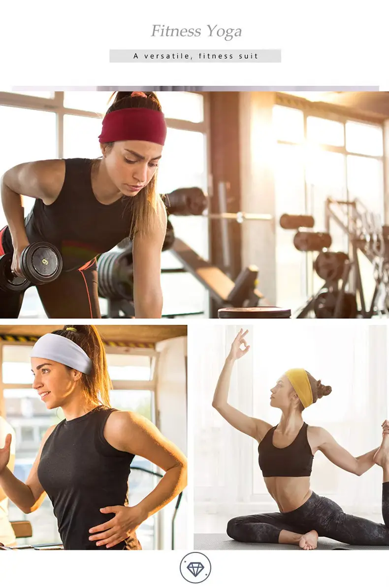 Solid Color Geometric Sports Headband Yoga Sweat Absorbent Running Fitness Elastic Fabric Headscarf — feature 15