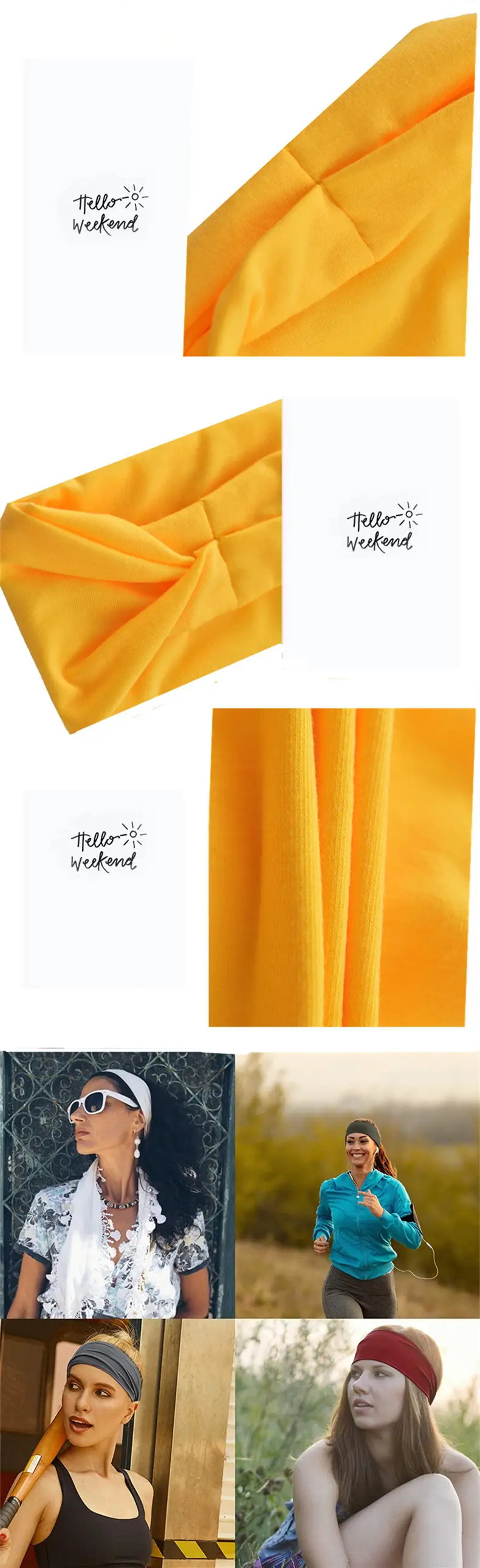 Solid Color Geometric Sports Headband Yoga Sweat Absorbent Running Fitness Elastic Fabric Headscarf — feature 16