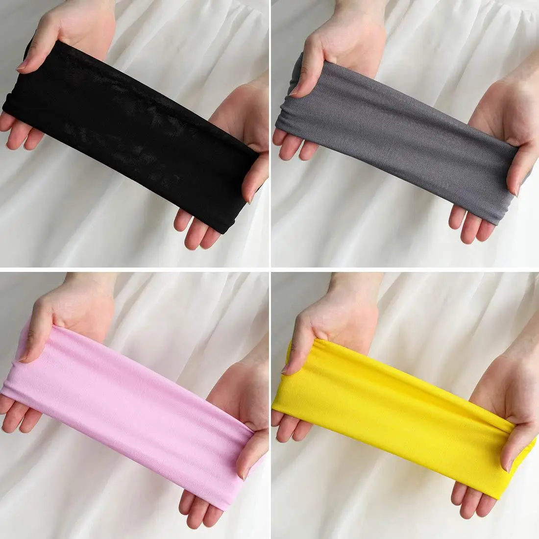 Solid Color Geometric Sports Headband Yoga Sweat Absorbent Running Fitness Elastic Fabric Headscarf — feature 2