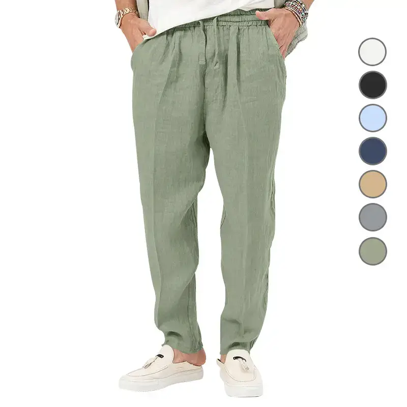 Men's Grey Linen Casual Pants 2025 - Image 9