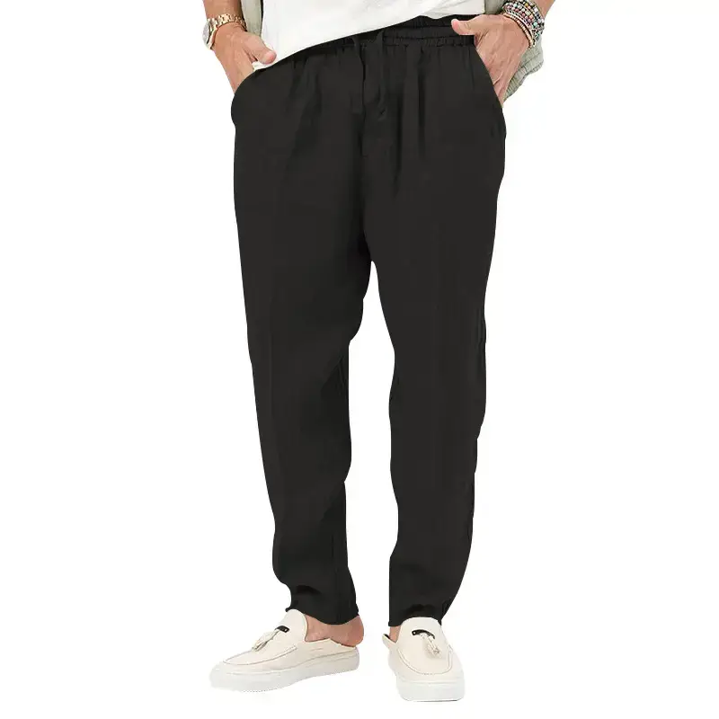 Men's Grey Linen Casual Pants 2025 - Image 3