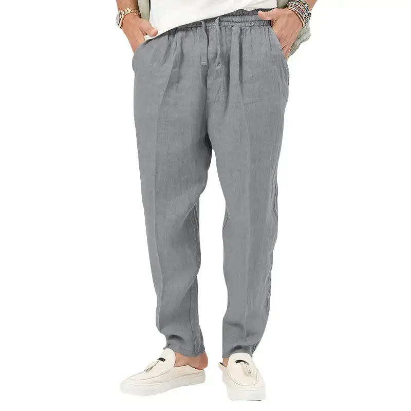 Men's Grey Linen Casual Pants 2025 - Image 7