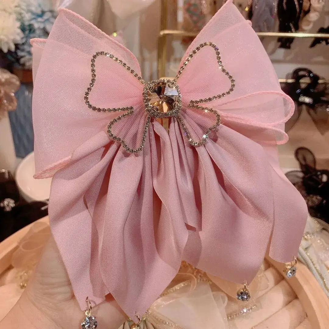 Sweet Flash Diamond Hairpin with Peacock Tail Bow — feature 10