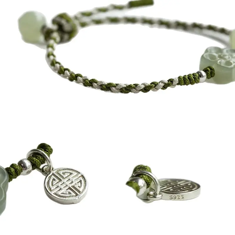 Natural Hetian Jade Fortune Plum Blossom Bracelet Handmade - Image 5