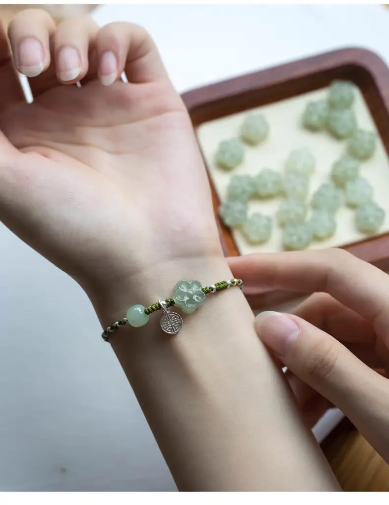 Natural Hetian Jade Fortune Plum Blossom Bracelet Handmade — feature 13