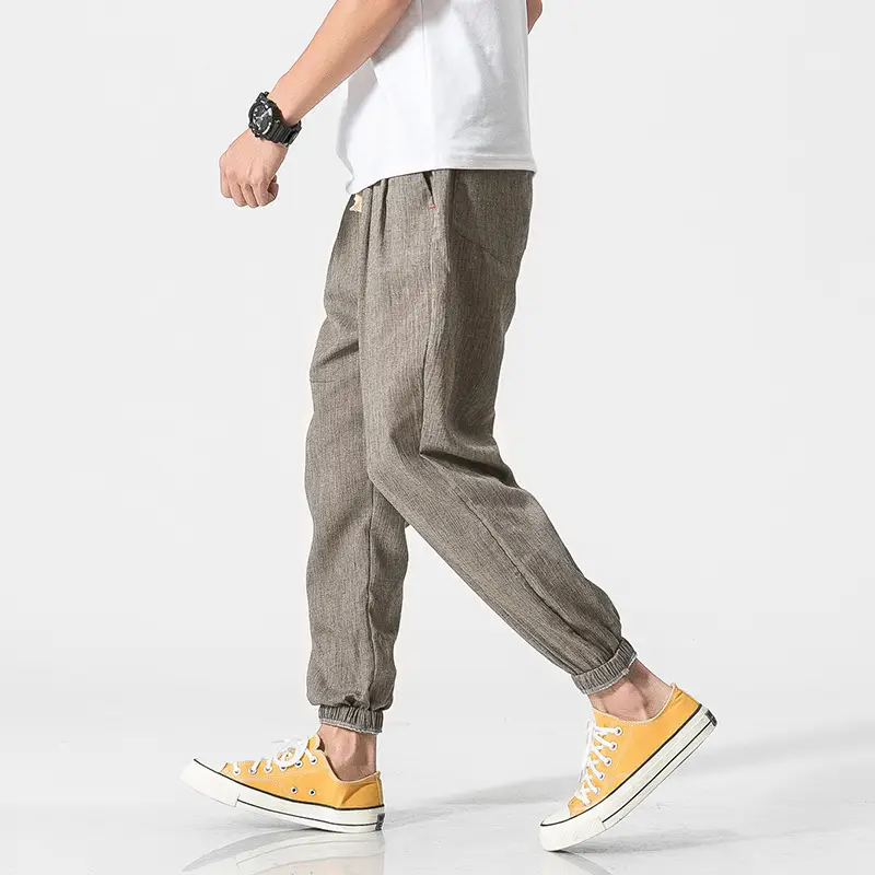 Men Linen Casual Pants Large Summer Wear - Image 2