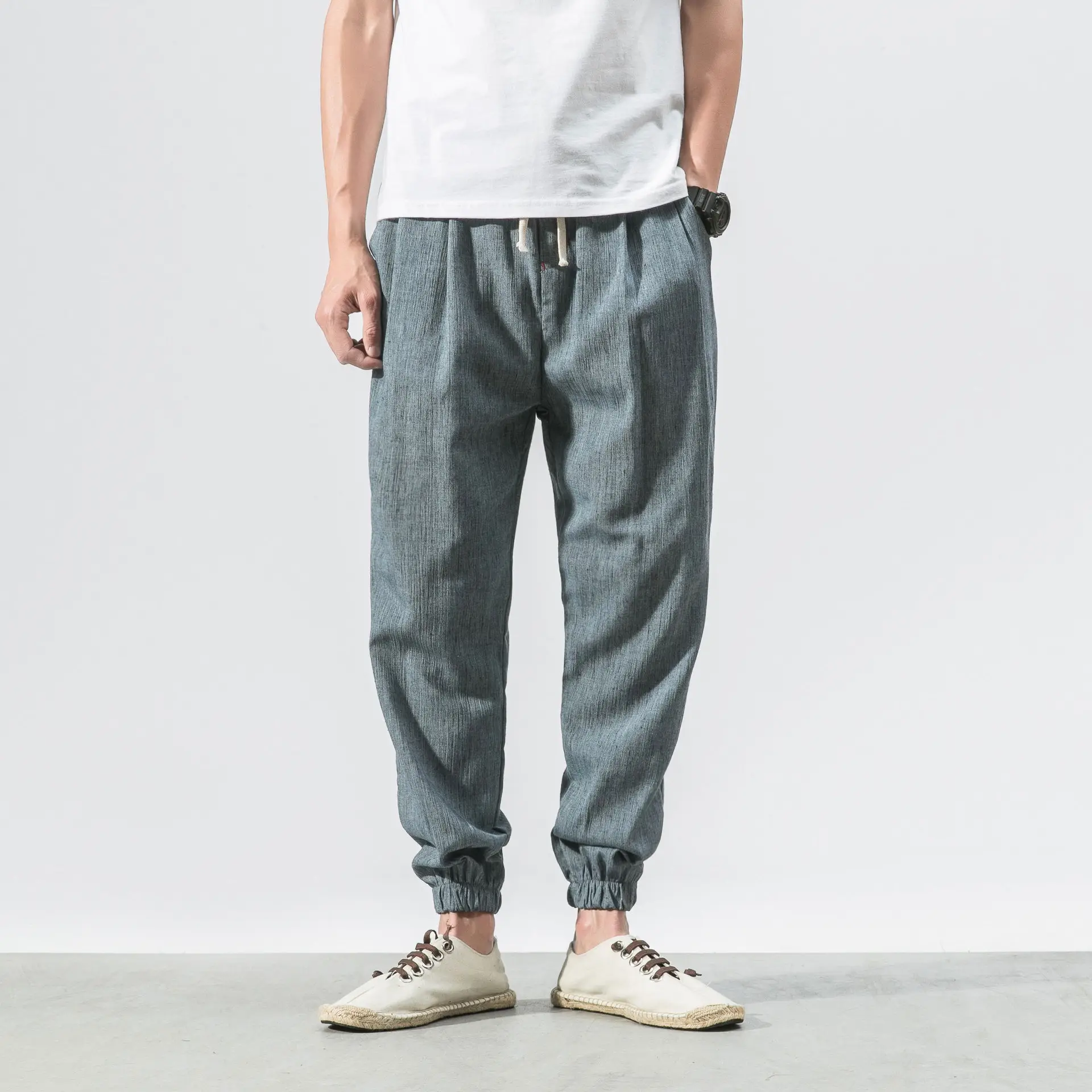 Men Linen Casual Pants Large Summer Wear - Image 6