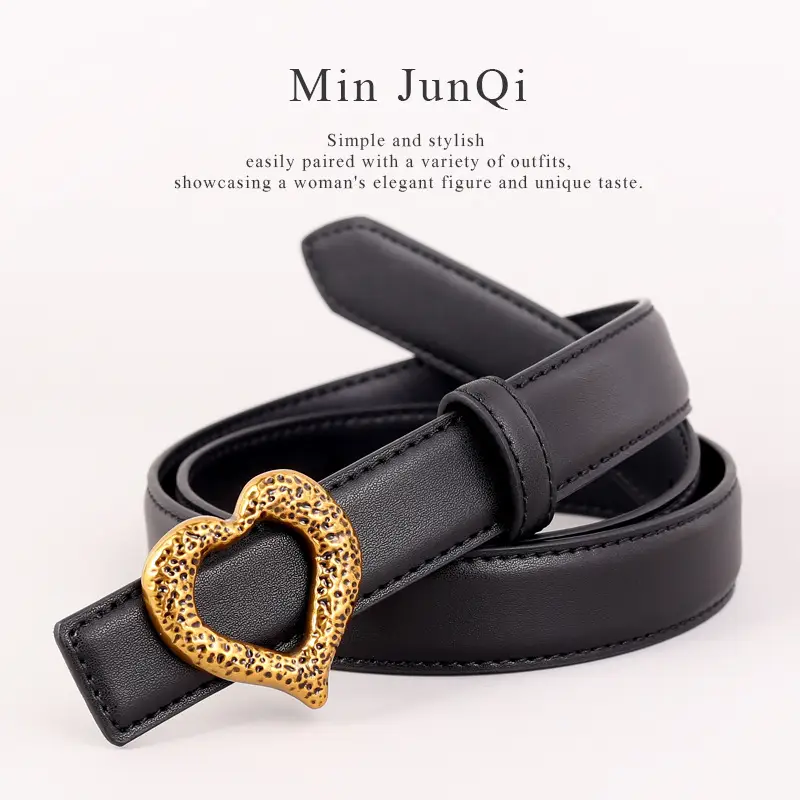 Women's Heart Gold Plated Genuine Leather Belt - Image 10
