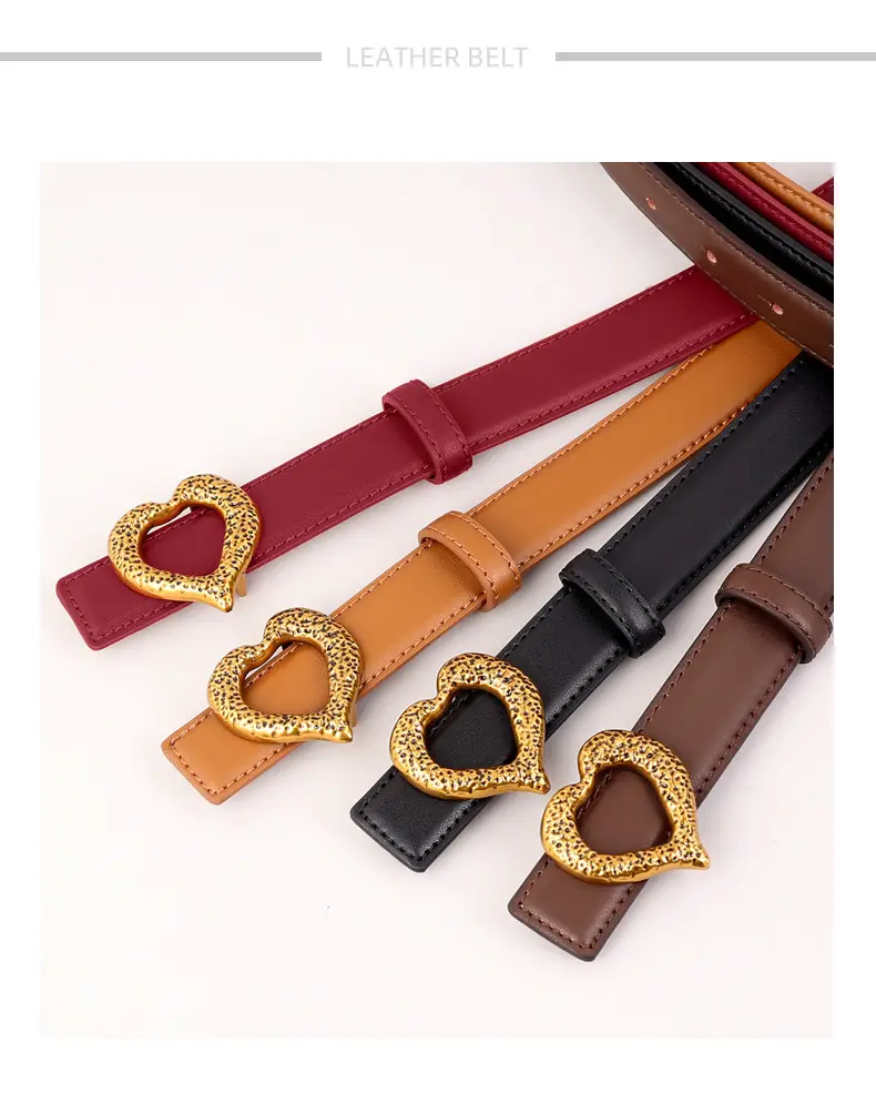 Women's Heart Gold Plated Genuine Leather Belt — feature 24