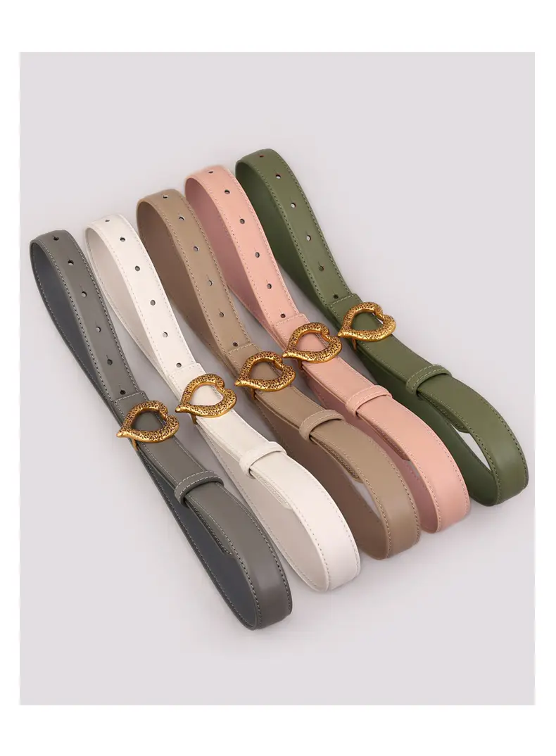 Women's Heart Gold Plated Genuine Leather Belt — feature 27