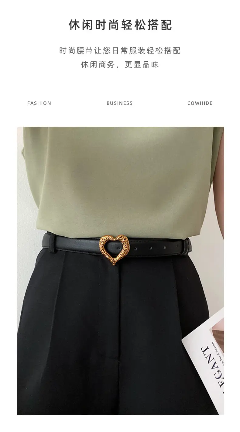Women's Heart Gold Plated Genuine Leather Belt — feature 28