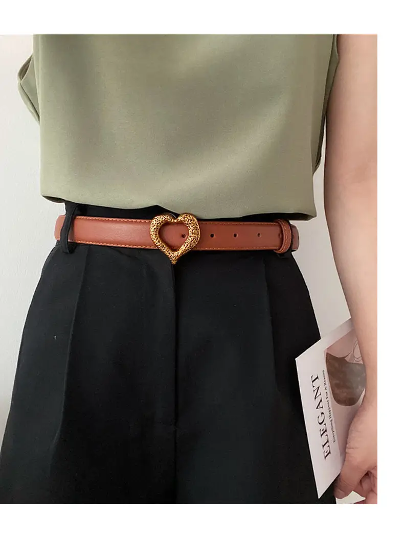 Women's Heart Gold Plated Genuine Leather Belt — feature 29