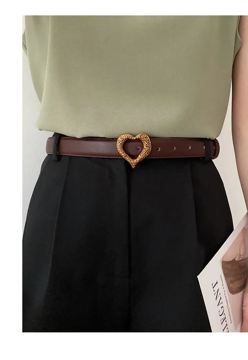Women's Heart Gold Plated Genuine Leather Belt — feature 30