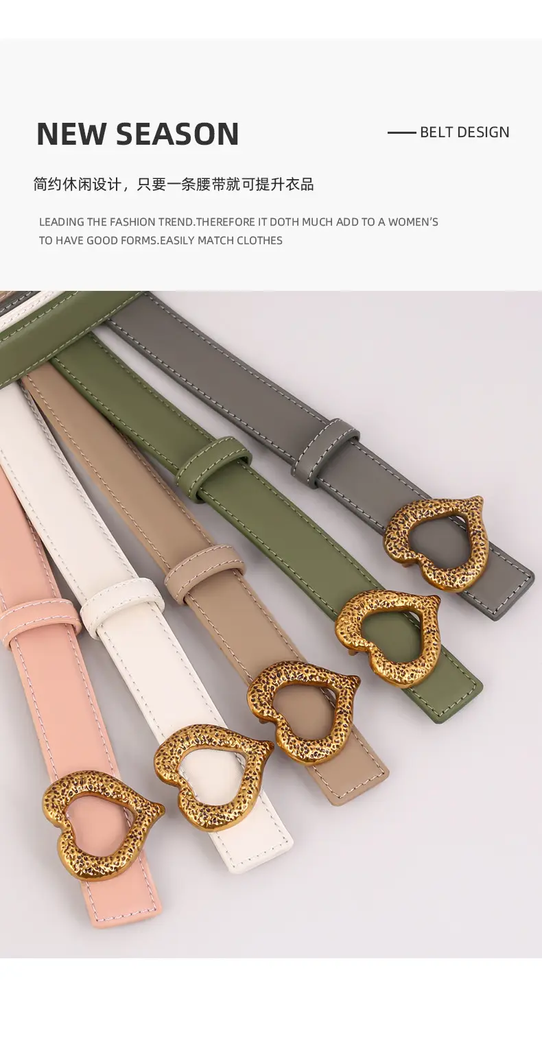 Women's Heart Gold Plated Genuine Leather Belt — feature 31