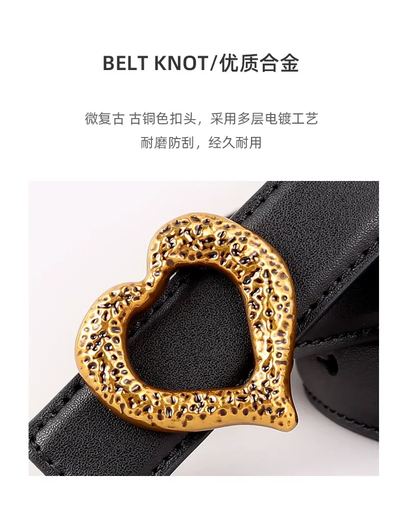 Women's Heart Gold Plated Genuine Leather Belt — feature 33