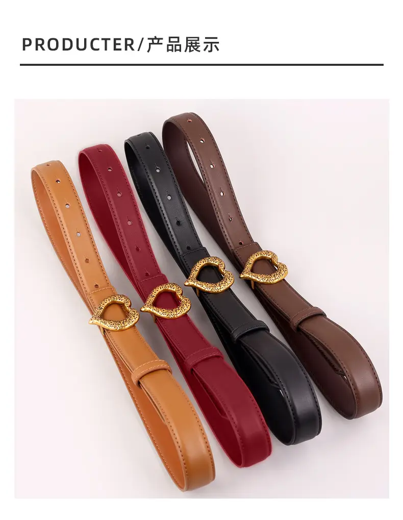 Women's Heart Gold Plated Genuine Leather Belt — feature 36