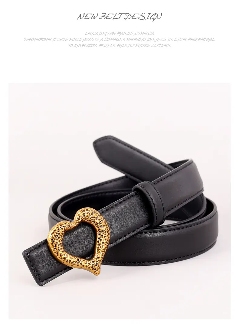 Women's Heart Gold Plated Genuine Leather Belt — feature 37