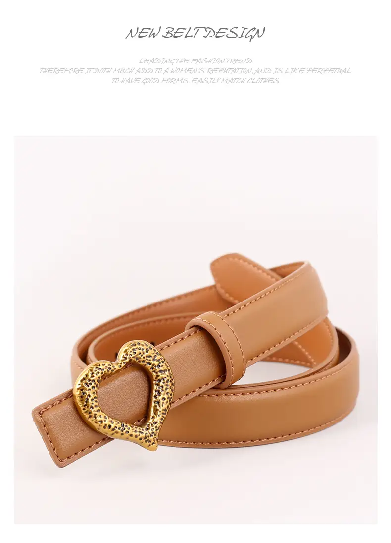 Women's Heart Gold Plated Genuine Leather Belt — feature 38