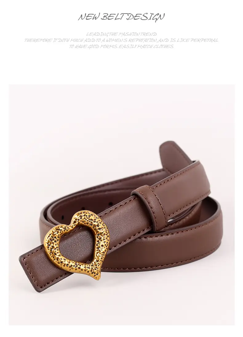 Women's Heart Gold Plated Genuine Leather Belt — feature 39