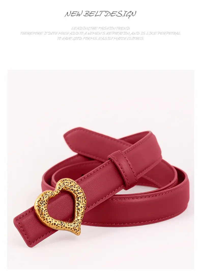 Women's Heart Gold Plated Genuine Leather Belt — feature 40