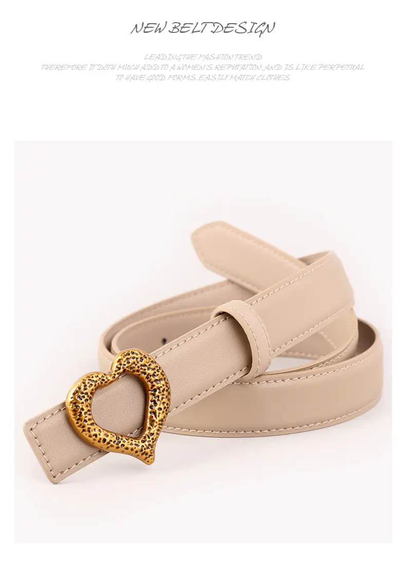Women's Heart Gold Plated Genuine Leather Belt — feature 43