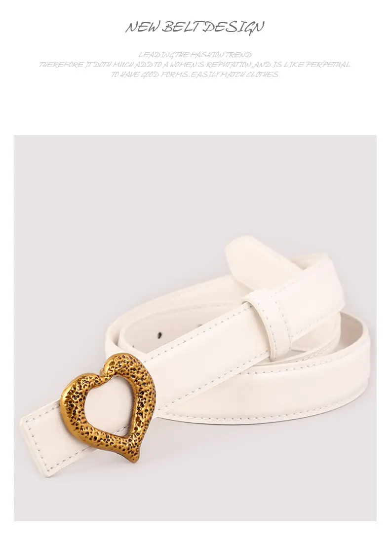 Women's Heart Gold Plated Genuine Leather Belt — feature 45
