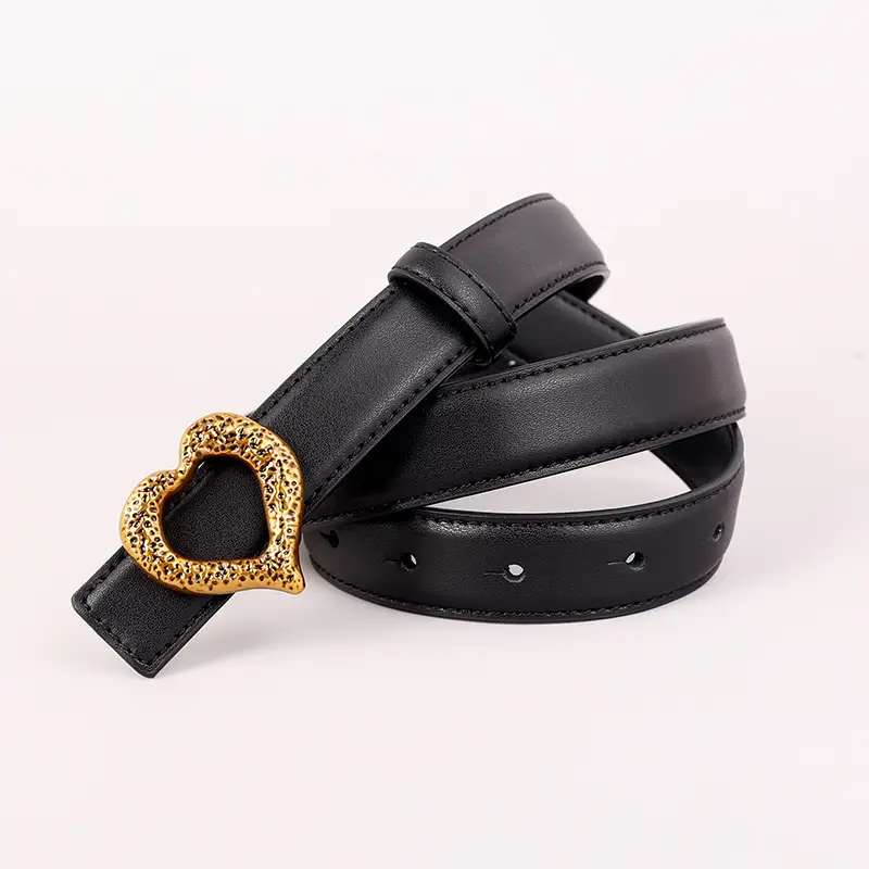 Women's Heart Gold Plated Genuine Leather Belt