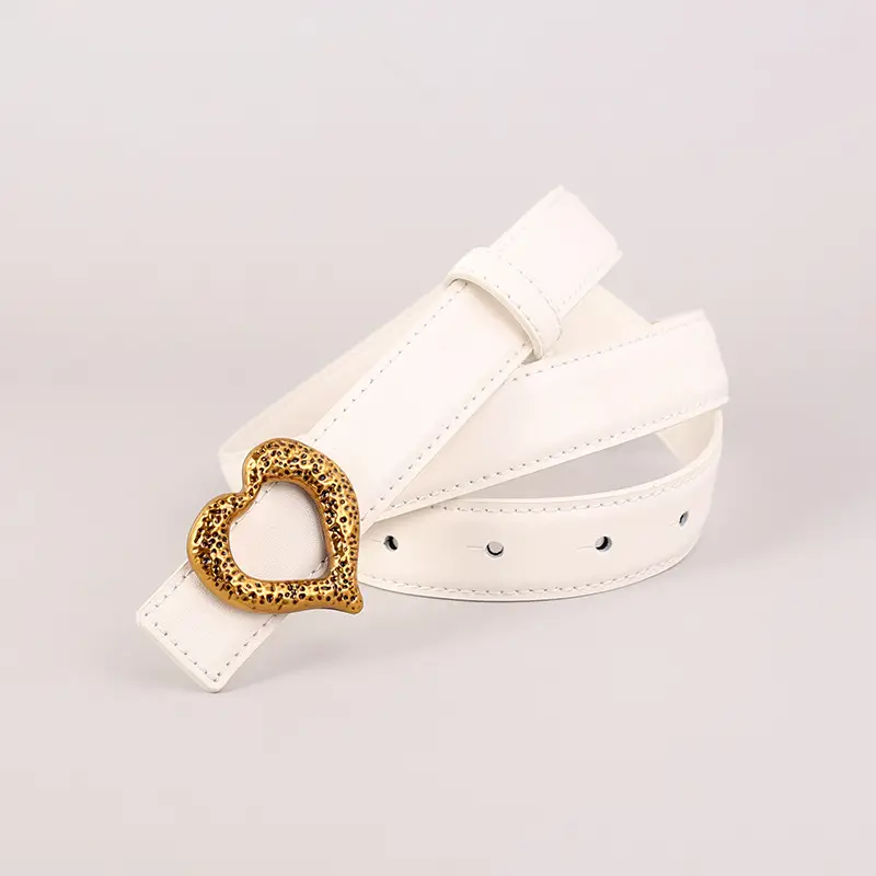 Women's Heart Gold Plated Genuine Leather Belt - Image 2