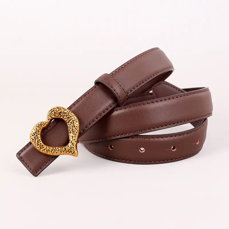 Women's Heart Gold Plated Genuine Leather Belt - Image 4