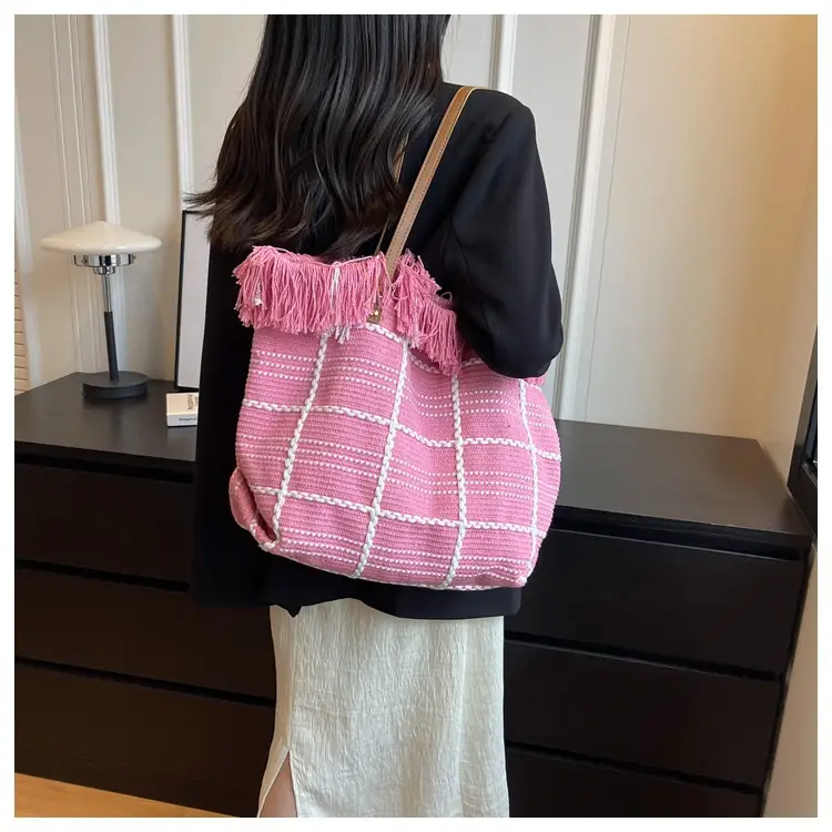 Blue Tassel Wool Shoulder Bag Large Capacity — feature 15