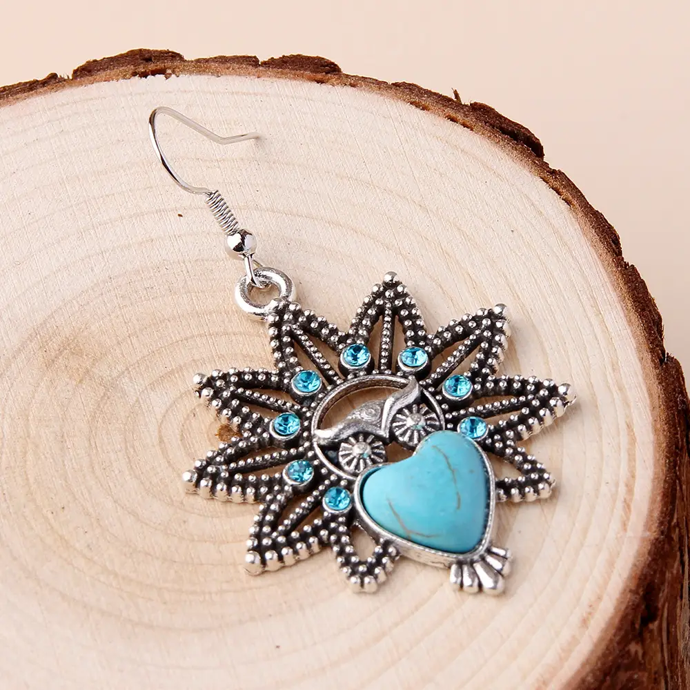 Vintage Owl Pendant Necklace with Turquoise Earrings Set for Women — feature 10