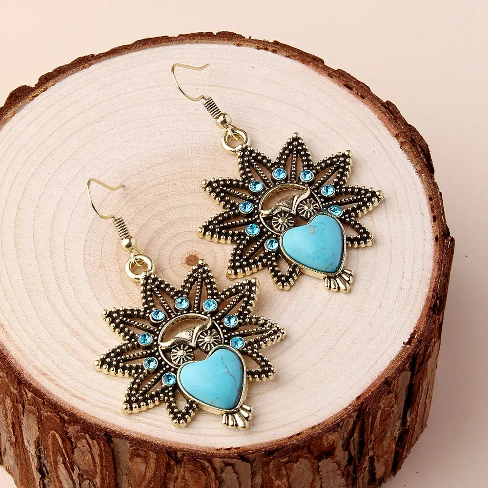 Vintage Owl Pendant Necklace with Turquoise Earrings Set for Women — feature 13