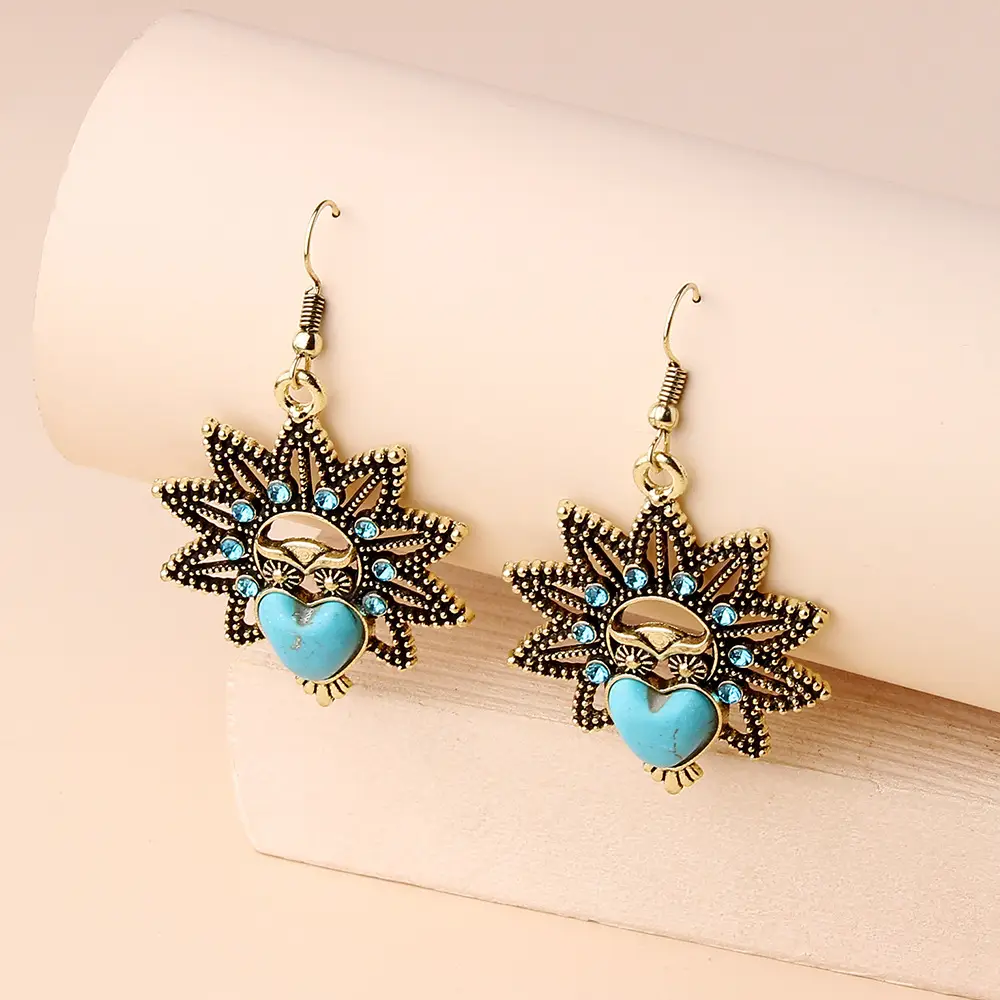 Vintage Owl Pendant Necklace with Turquoise Earrings Set for Women — feature 14