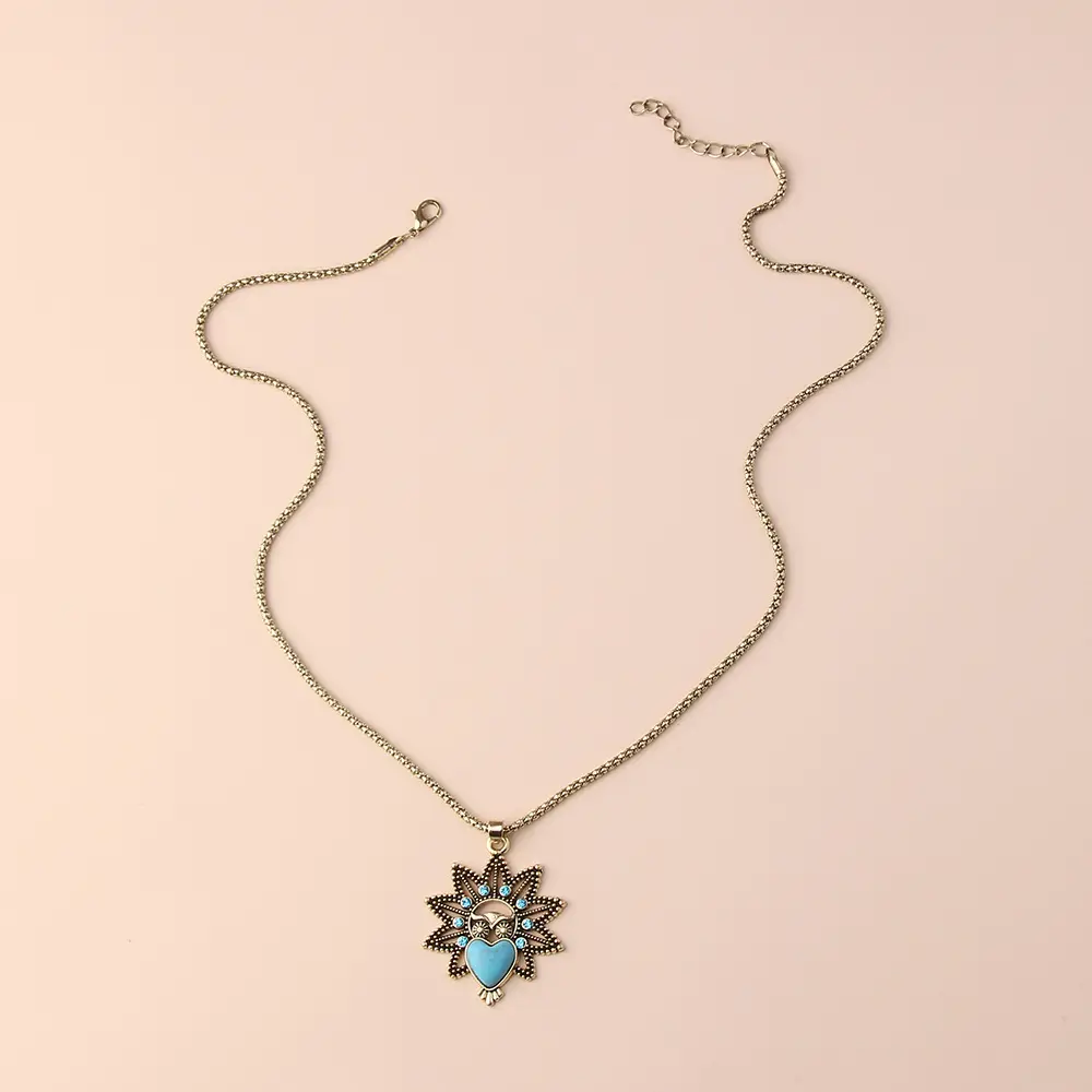 Vintage Owl Pendant Necklace with Turquoise Earrings Set for Women — feature 28