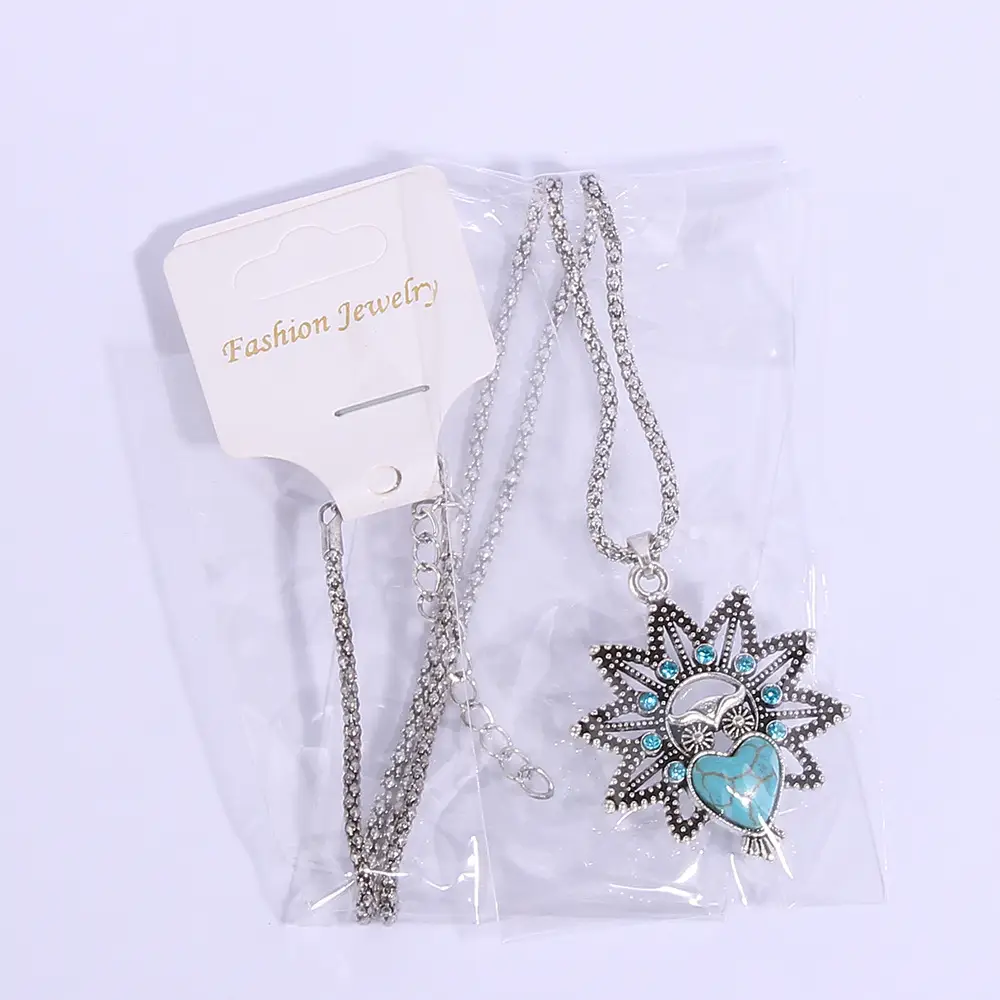 Vintage Owl Pendant Necklace with Turquoise Earrings Set for Women — feature 30