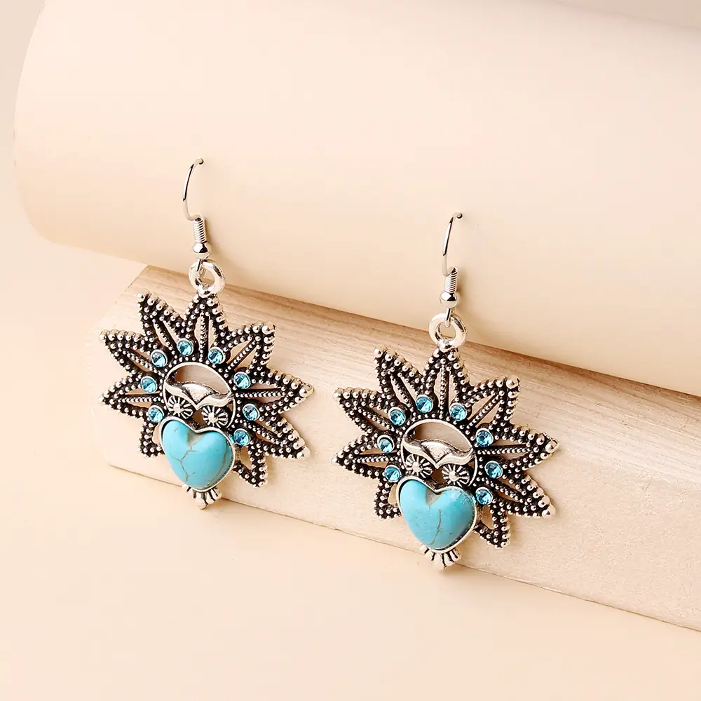 Vintage Owl Pendant Necklace with Turquoise Earrings Set for Women — feature 8