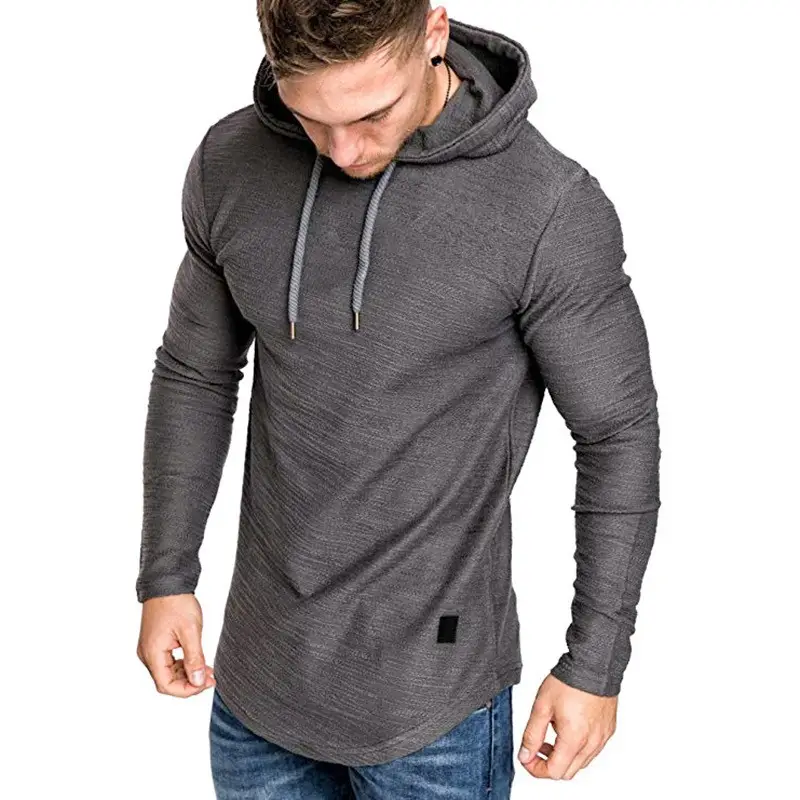 Men White Raglan Hooded T-Shirt Summer Loose Casual