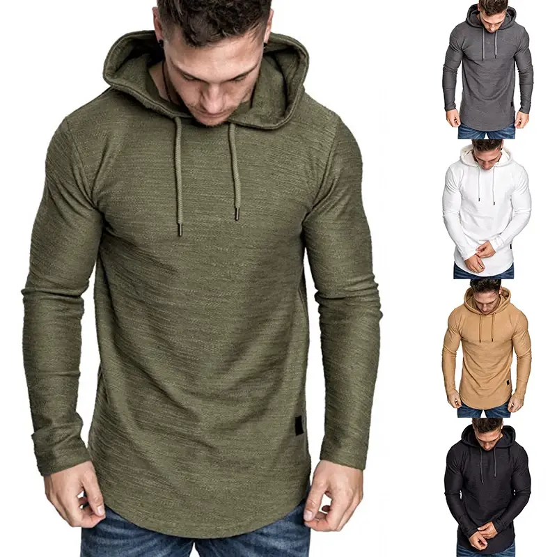 Men White Raglan Hooded T-Shirt Summer Loose Casual — feature 5