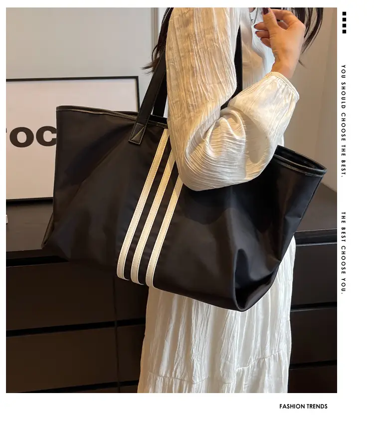 Women Textured Korean Style Large Capacity Oxford Bag Black — feature 1