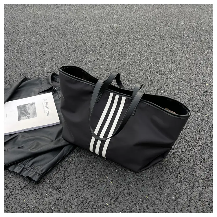 Women Textured Korean Style Large Capacity Oxford Bag Black — feature 19