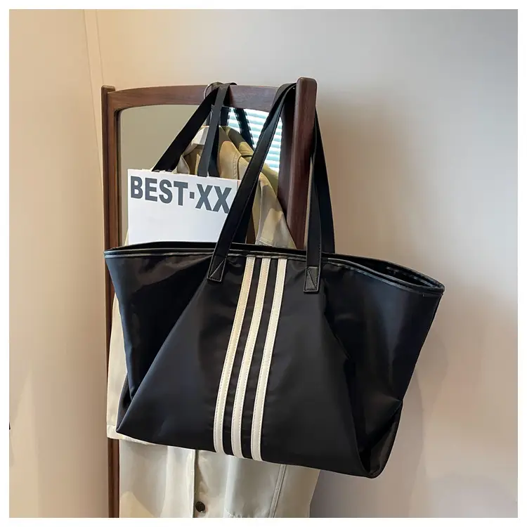 Women Textured Korean Style Large Capacity Oxford Bag Black — feature 20