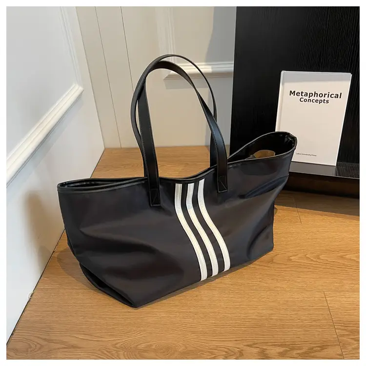 Women Textured Korean Style Large Capacity Oxford Bag Black — feature 21