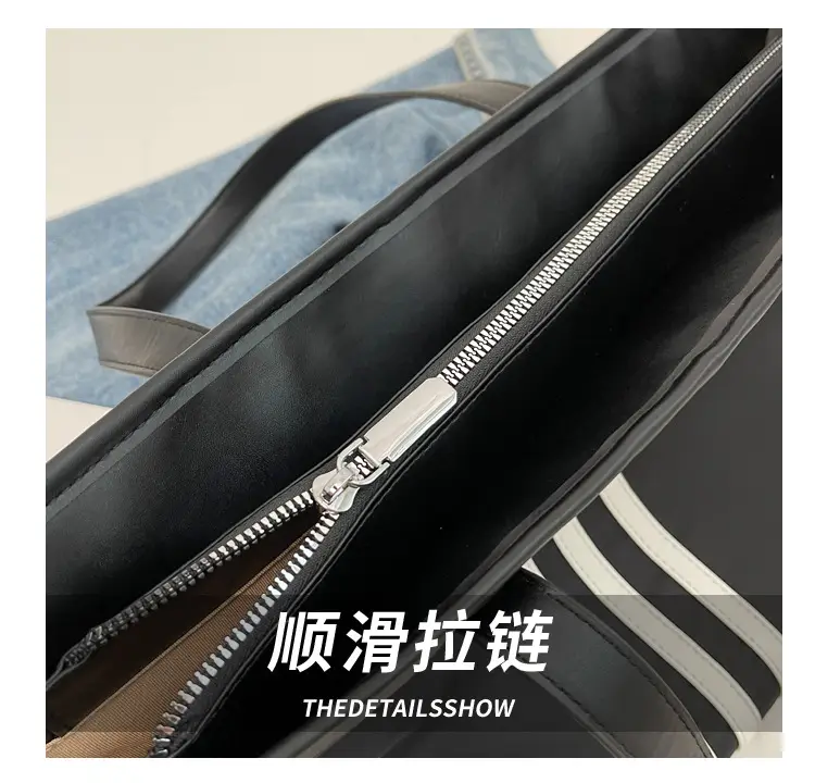 Women Textured Korean Style Large Capacity Oxford Bag Black — feature 4