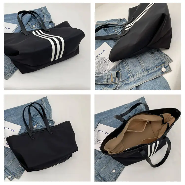 Women Textured Korean Style Large Capacity Oxford Bag Black — feature 7
