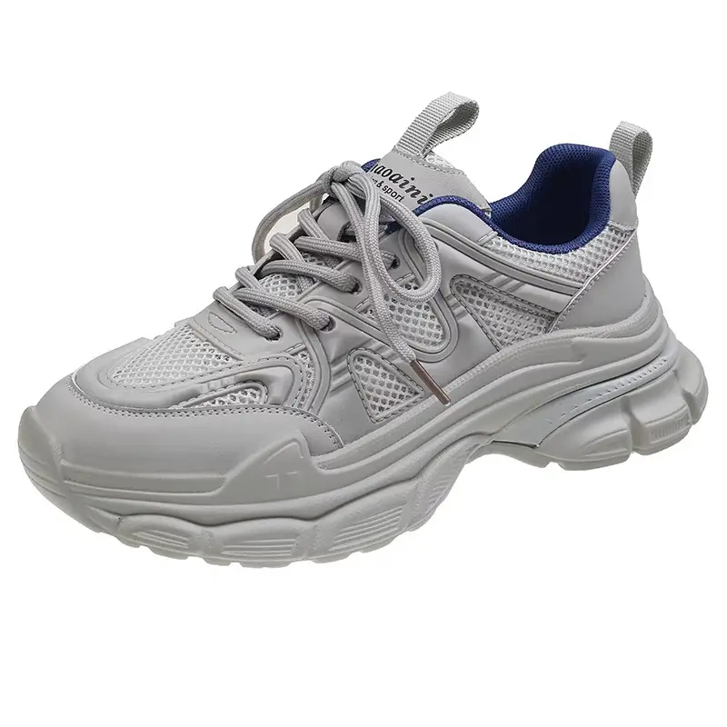 Women's 2023 Summer Mesh Sneakers White Thick Bottom - Image 7