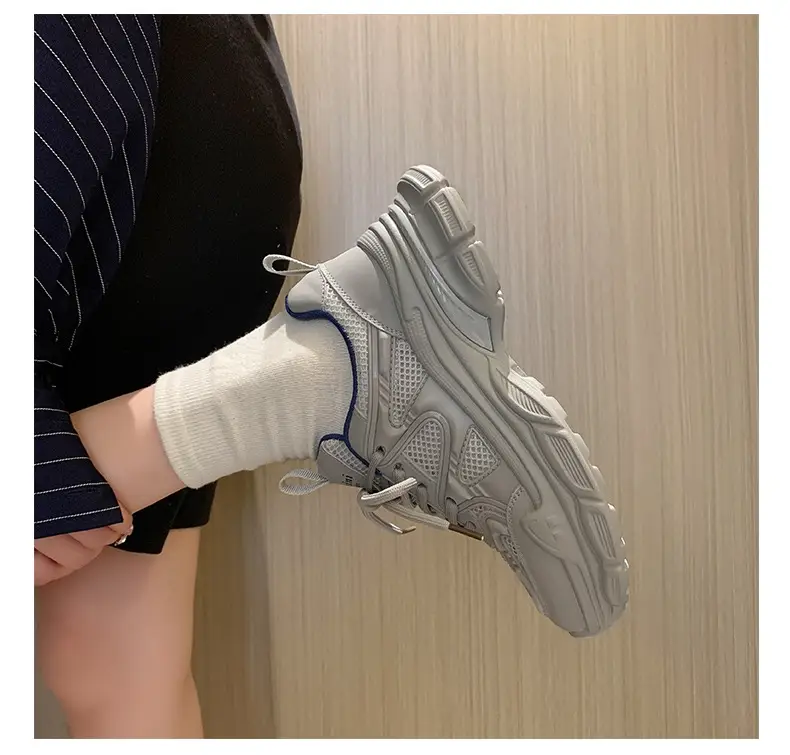 Women's 2023 Summer Mesh Sneakers White Thick Bottom — feature 19